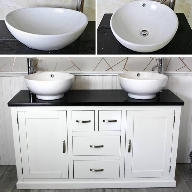 Bathroom Vanity Unit - White Painted With Black Quartz Top & Ceramic Bowl Options 603Pbqcbc - image 1