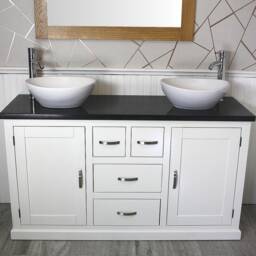 Bathroom Vanity Unit - White Painted With Black Quartz Top & Ceramic Bowl Options 603Pbqcbc - thumbnail 2