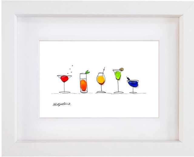 Sea Glass Rainbow Cocktails Picture - Wall Art Decor Kitchen - image 1