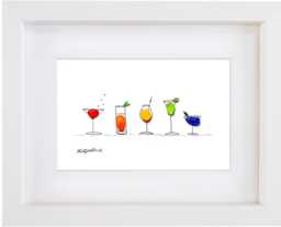 Sea Glass Rainbow Cocktails Picture - Wall Art Decor Kitchen