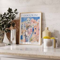 Santorini Travel Print, Poster, Landscape Greece Wall Art, Greek Decor, Gift - thumbnail 2