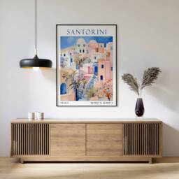 Santorini Travel Print, Poster, Landscape Greece Wall Art, Greek Decor, Gift - thumbnail 1