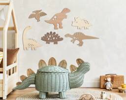 Dinosaur Wall Art Set Of 6 - Kids Playroom Decor T-Rex Stegosaurus Triceratops Diplodocus Pterodactyl Spinosaurus - thumbnail 1