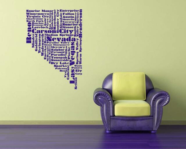 Nevada State Decal, City Names Wall Art, Word Cloud Sticker, Las Vegas Decor, Travel Design, Carson City, Reno Art - image 1