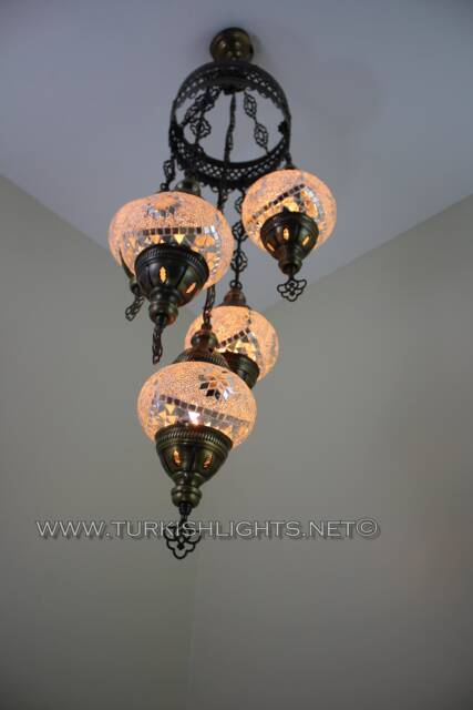 5-Ball Sultan Mosaic Chandelier - Medium Globes - image 1