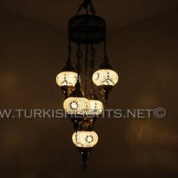 5-Ball Sultan Mosaic Chandelier - Medium Globes - thumbnail 3