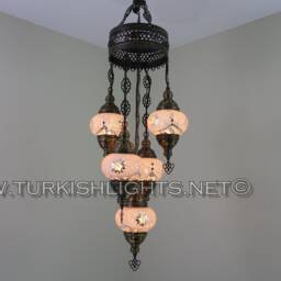 5-Ball Sultan Mosaic Chandelier - Medium Globes - thumbnail 2