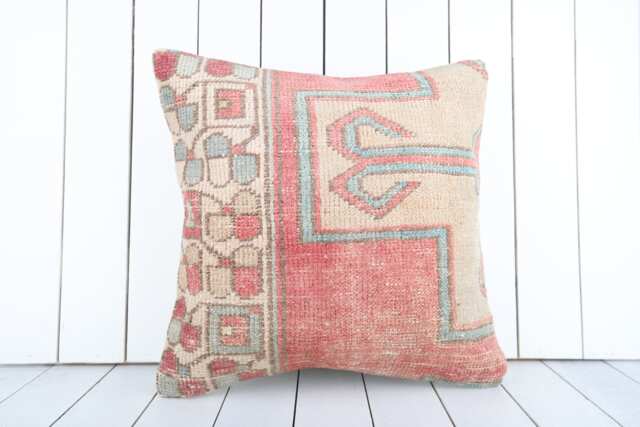 Vintage Turkish Kilim Pillow Cover 20x20 Inch, Handmade Throw - image 1