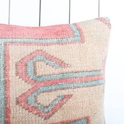 Vintage Turkish Kilim Pillow Cover 20x20 Inch, Handmade Throw - thumbnail 3
