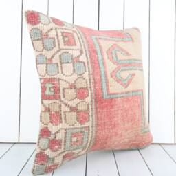 Vintage Turkish Kilim Pillow Cover 20x20 Inch, Handmade Throw - thumbnail 2