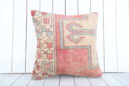 Vintage Turkish Kilim Pillow Cover 20x20 Inch, Handmade Throw - thumbnail 1