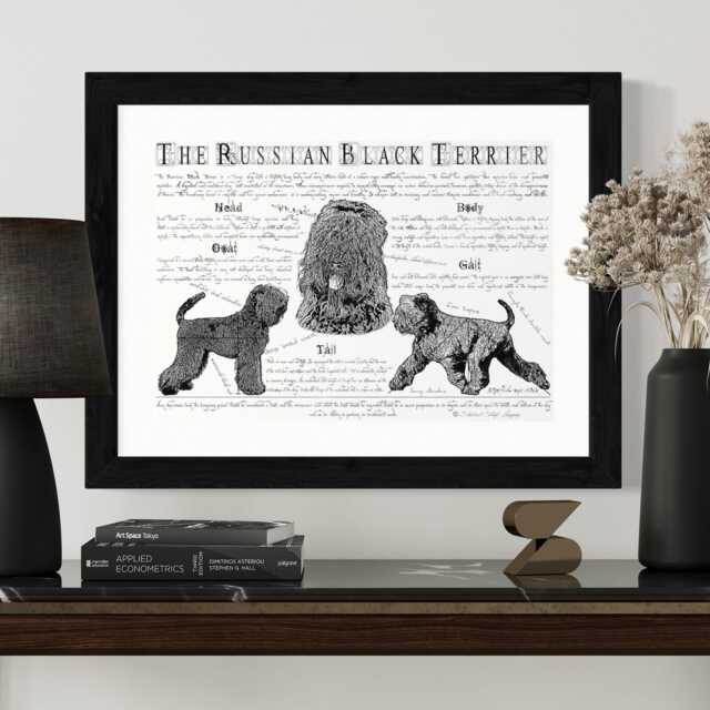 Russian Black Terrier Poster - Gift -Russian Portrait Body Conformation - image 1