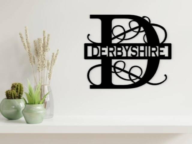 Family Name Monogram Sign Last Wedding Split Personalised Metal Wall Art - image 1