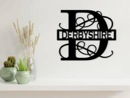 Family Name Monogram Sign Last Wedding Split Personalised Metal Wall Art - thumbnail 1