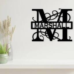 Family Name Monogram Sign Last Wedding Split Personalised Metal Wall Art - thumbnail 2