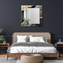 Marble Effect Tempered Glass Wall Mirror, Luxury Home Decor - thumbnail 4