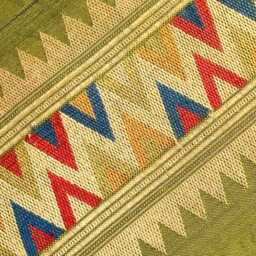 Vintage Hmong Hemp Pillow Handwoven Tribal Textile, Green & Navy Batik - thumbnail 3