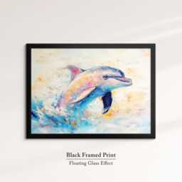 Dolphin Abstract Oil Painting Framed Print & Canvas Large Sizes Wall Art Poster Animal Home Decor Interior Gift Idea - thumbnail 2