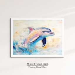 Dolphin Abstract Oil Painting Framed Print & Canvas Large Sizes Wall Art Poster Animal Home Decor Interior Gift Idea - thumbnail 3