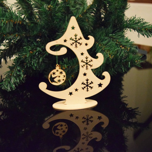 Plywood Christmas Tree With Bauble Star Holiday Decoration