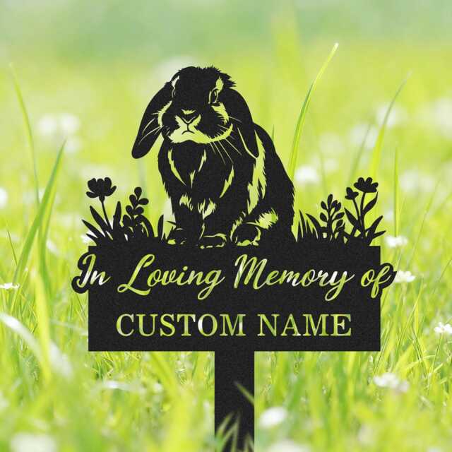 Custom Lop Rabbit Memorial Stake Bunny Metal Pet Grave Marker - image 1
