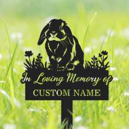 Custom Lop Rabbit Memorial Stake Bunny Metal Pet Grave Marker - thumbnail 1