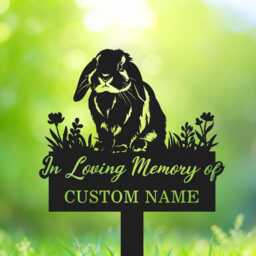 Custom Lop Rabbit Memorial Stake Bunny Metal Pet Grave Marker - thumbnail 2