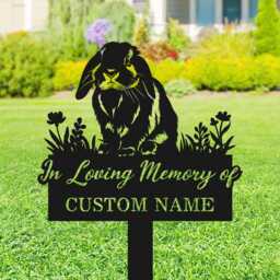 Custom Lop Rabbit Memorial Stake Bunny Metal Pet Grave Marker - thumbnail 3