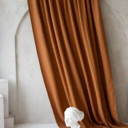 Wide & Heavy Linen Curtains. 264cm/104Inches Cinnamon Color Long Large Custom Size Linen - thumbnail 3