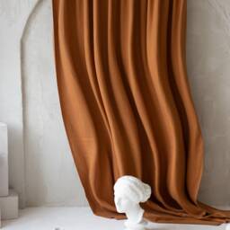 Wide & Heavy Linen Curtains. 264cm/104Inches Cinnamon Color Long Large Custom Size Linen - thumbnail 2