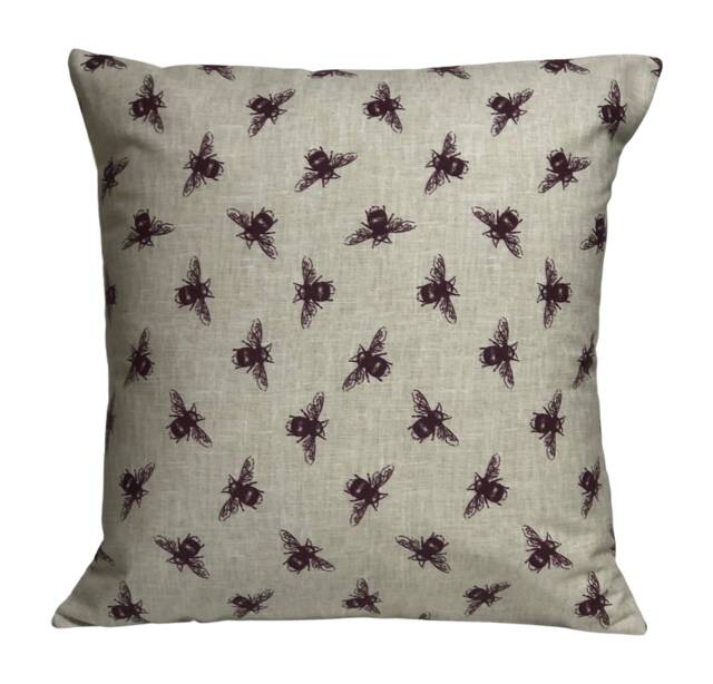 "1 X Fryetts Bees Purple Cream Cushion Cover 16"" 18"" 20"" 22"" 24" - image 1