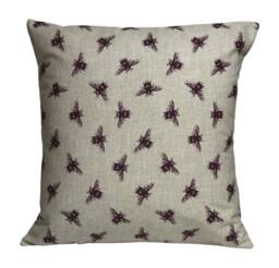 "1 X Fryetts Bees Purple Cream Cushion Cover 16"" 18"" 20"" 22"" 24" - thumbnail 1