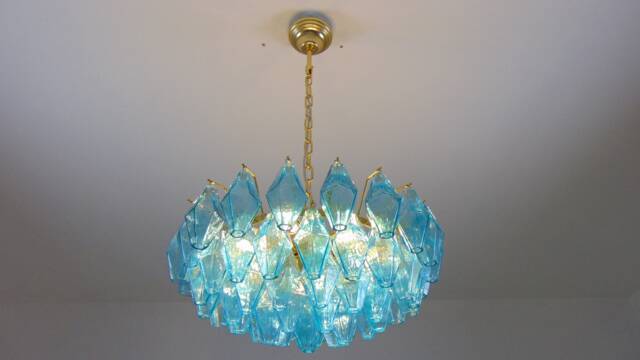 Murano Glass Polierdri Turquoise, Chandelier - image 1