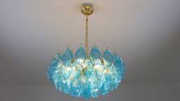 Murano Glass Polierdri Turquoise, Chandelier