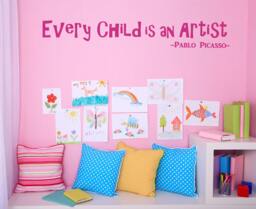Wall Decal Every Child Is An Artist Pablo Picasso Quote Kids Playroom Nursery - thumbnail 1