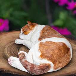Sleeping Cat Statue Concrete Kitten Figurine Cement Kitty Sculpture Stone Animal Decoration Handmade Art Front Door Ornament Gift - thumbnail 3
