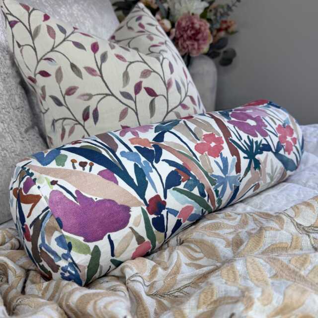 Floral Bolster Cushion Pillow 16x6 - image 1
