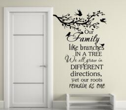 Family Quote Wall Decals - Like Branches in A Tree Vinyl Lettering For Home Living Room Bedroom T33 - thumbnail 1
