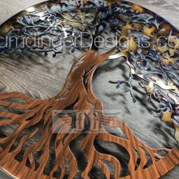 Tree Of Life Metal Wall Art - 28 Inch Diameter Stand-Offs Included Easy Install - thumbnail 4
