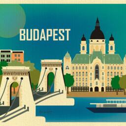 Budapest Skyline Art Print, Chain Bridge, Hungary Travel Poster, Gift, Horizontal Wall Art, Gift, Loose Petals - E8-O-Bud - thumbnail 2