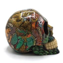 Hand Made Resin Skull, Hand Painted, Skull Art, Homeware, Local Bali Scenes, Barong - thumbnail 3