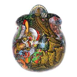 Hand Made Resin Skull, Hand Painted, Skull Art, Homeware, Local Bali Scenes, Barong - thumbnail 4