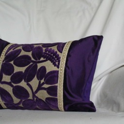 "Bohemian Silk Velvet Pillow Cover Purple Magenta Decorative Cushion - 10""/16" - thumbnail 3