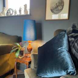 Teal Blue Cotton Cone Lampshade, Extra Tall Design - thumbnail 2