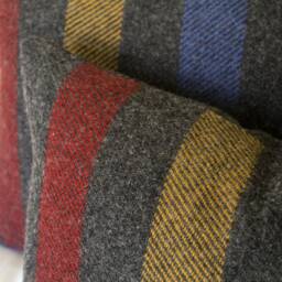 Oxford Stripe Wool Pillow Cover Red, Gold, Blue Striped - Made To Order - thumbnail 2