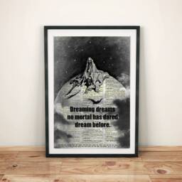 Grim Reaper Moon Art Print Edgar Allan Poe Raven Quote On Antique Dictionary Page - thumbnail 4