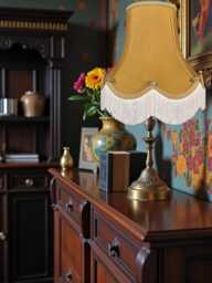 Antique Gold Fabric & Rose Buds Lampshade Handmade For Table & Floor Standard Lamps Shades, Wall Lights, Ceiling Lights - thumbnail 1