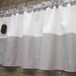 Curtain Shabby Vintage Grey White Country House Vichy Check Window Curtain Bistro - thumbnail 2