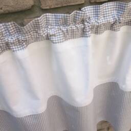 Curtain Shabby Vintage Grey White Country House Vichy Check Window Curtain Bistro - thumbnail 3
