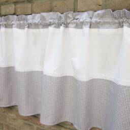 Curtain Shabby Vintage Grey White Country House Vichy Check Window Curtain Bistro - thumbnail 4